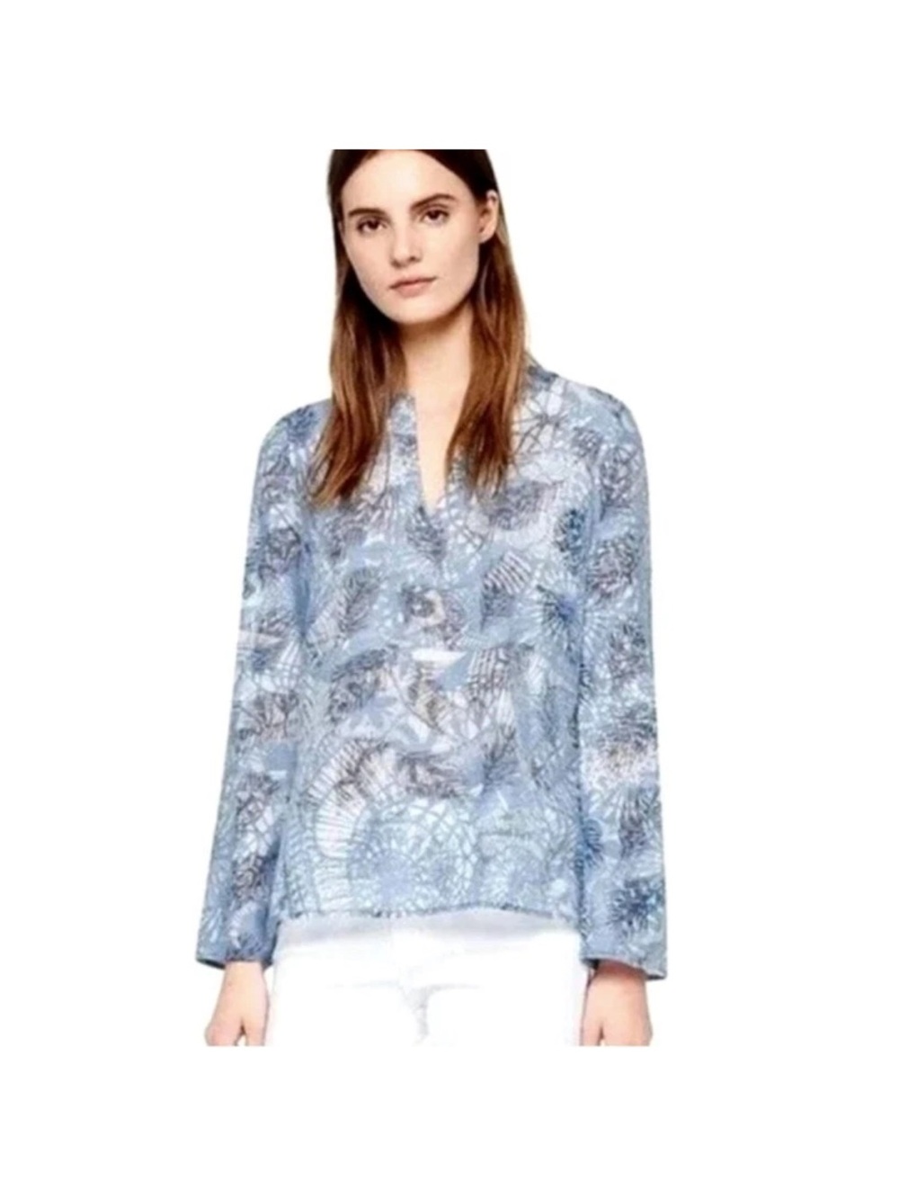 Tory Burch Baltic Sea Dream Catcher Semi Sheer Tunic Top